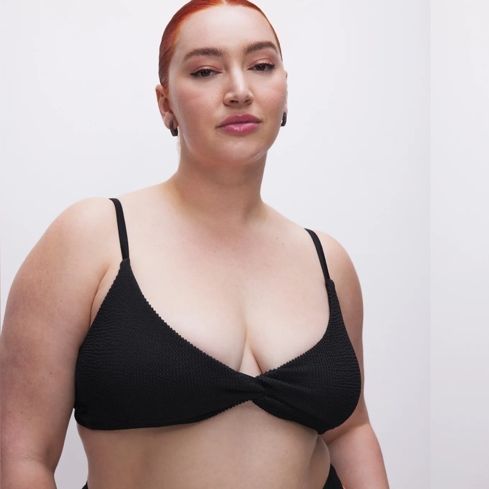 NWT Good American Black Textured Bikini Top and Bottom